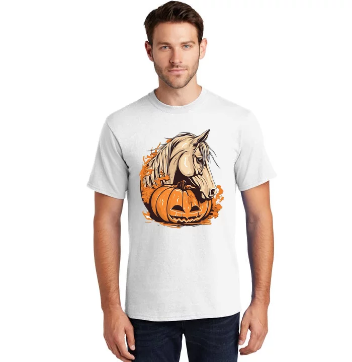 Horse Pumpkin Halloween Costume Horseback Riding Equestrian Tall T-Shirt