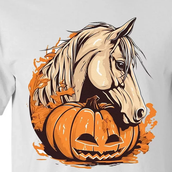 Horse Pumpkin Halloween Costume Horseback Riding Equestrian Tall T-Shirt