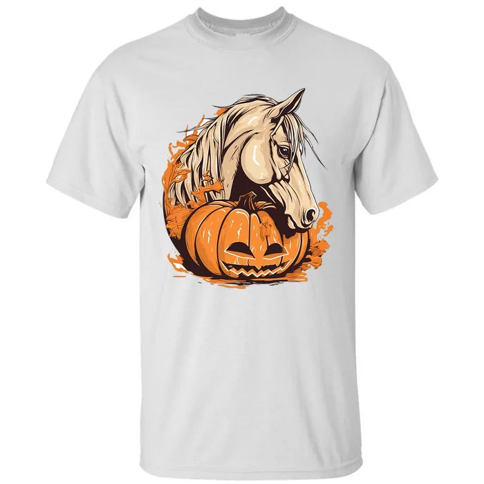 Horse Pumpkin Halloween Costume Horseback Riding Equestrian Tall T-Shirt