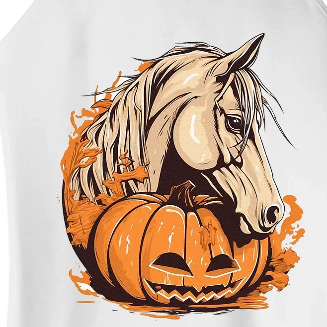 Horse Pumpkin Halloween Costume Horseback Riding Equestrian Women’s Perfect Tri Rocker Tank