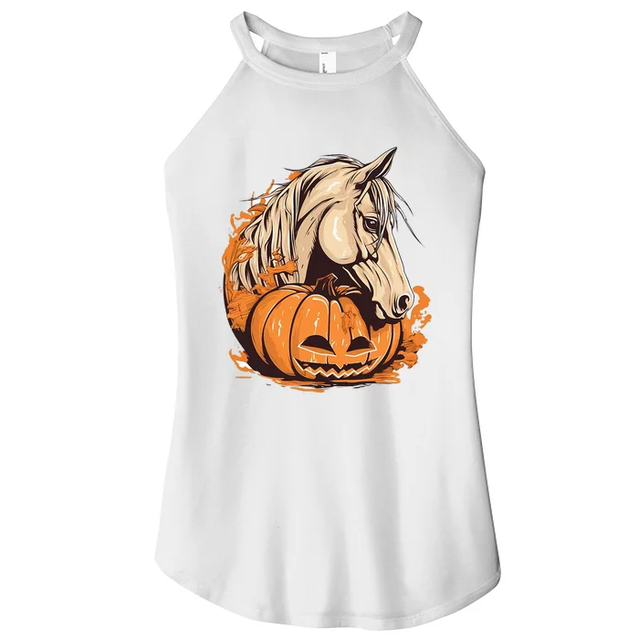 Horse Pumpkin Halloween Costume Horseback Riding Equestrian Women’s Perfect Tri Rocker Tank