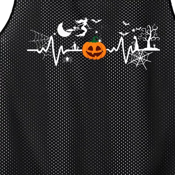 Halloween Pumpkin Heartbeat Mesh Reversible Basketball Jersey Tank