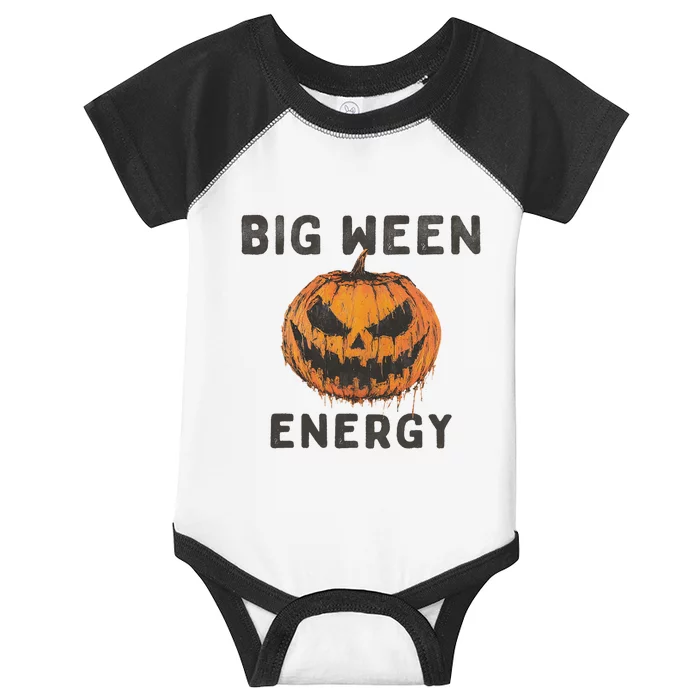 Halloween Pumpkin Head Big Ween Energy Spooky Infant Baby Jersey Bodysuit