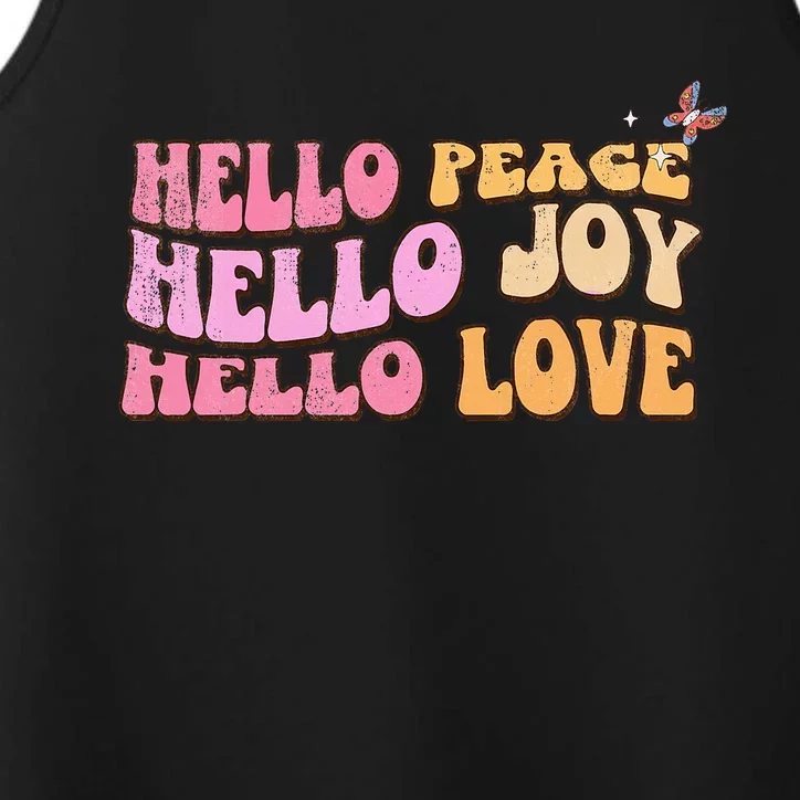 Hello Peace Hello Joy Hello Love Christian Performance Tank