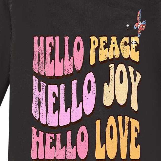 Hello Peace Hello Joy Hello Love Christian Faith Follower Baby Long Sleeve Bodysuit