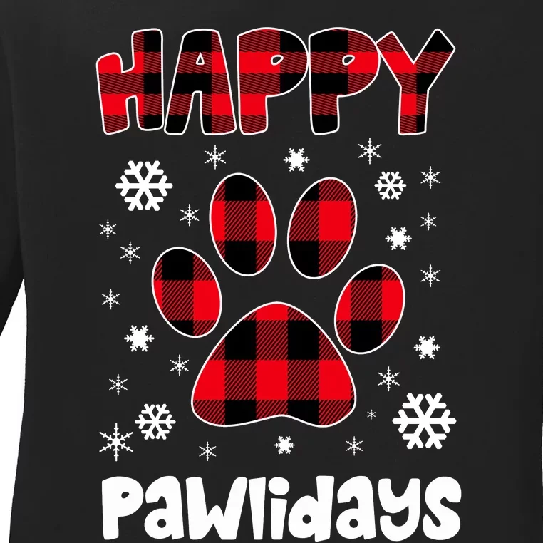 Happy Pawlidays Ladies Long Sleeve Shirt