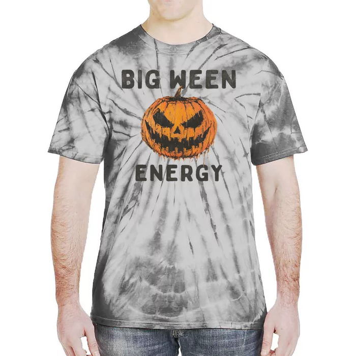 Halloween Pumpkin Head Big Ween Energy Spooky Tie-Dye T-Shirt