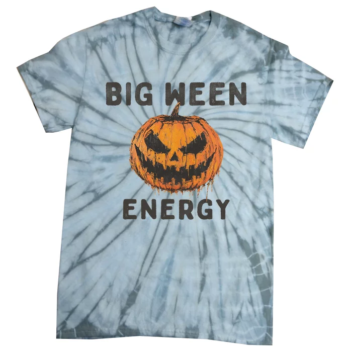 Halloween Pumpkin Head Big Ween Energy Spooky Tie-Dye T-Shirt