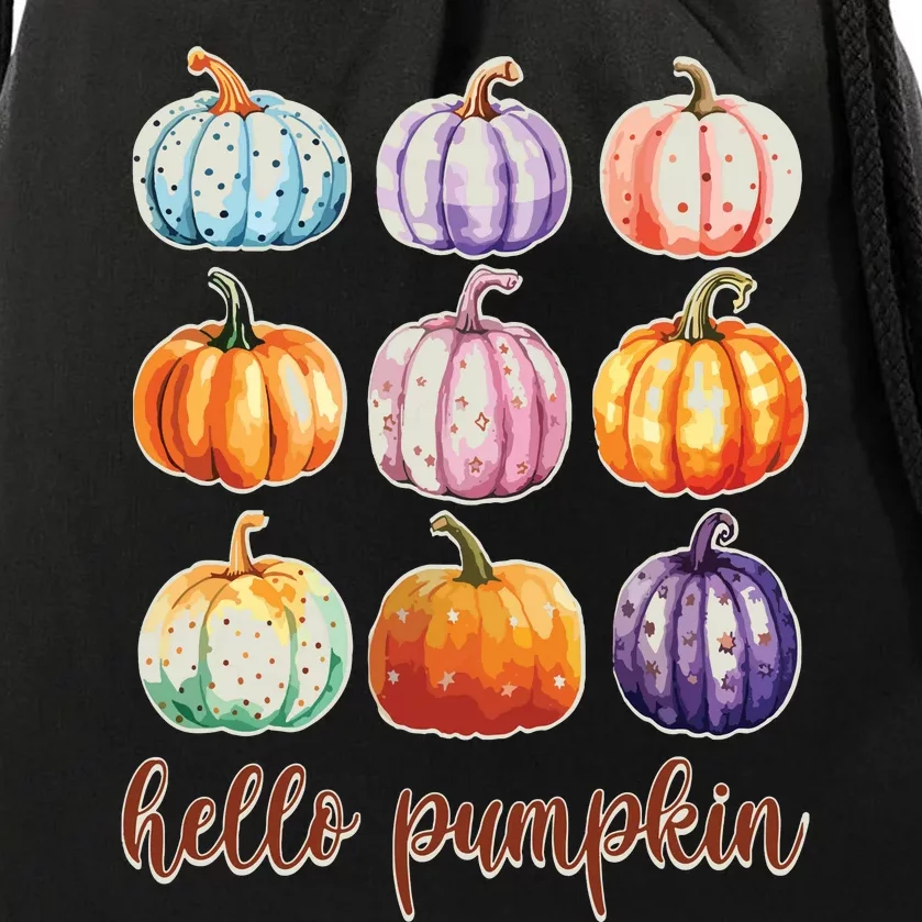 Hello Pumpkin Happy Halloween Drawstring Bag