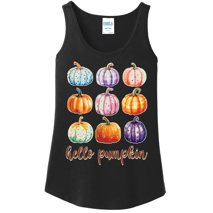 Hello Pumpkin Happy Halloween Ladies Essential Tank