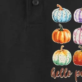 Hello Pumpkin Happy Halloween Dry Zone Grid Performance Polo