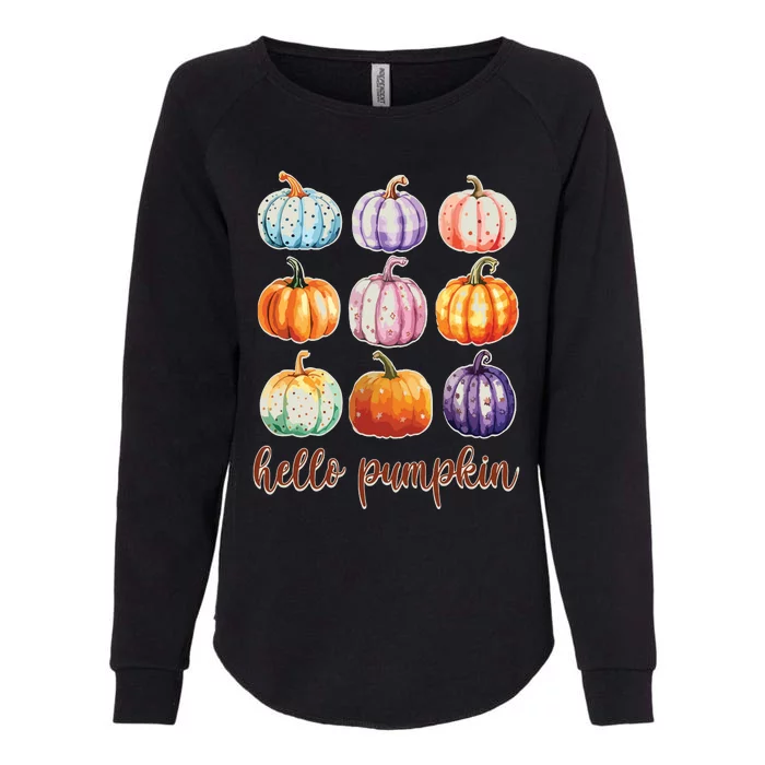 Hello Pumpkin Happy Halloween Womens California Wash Sweatshirt