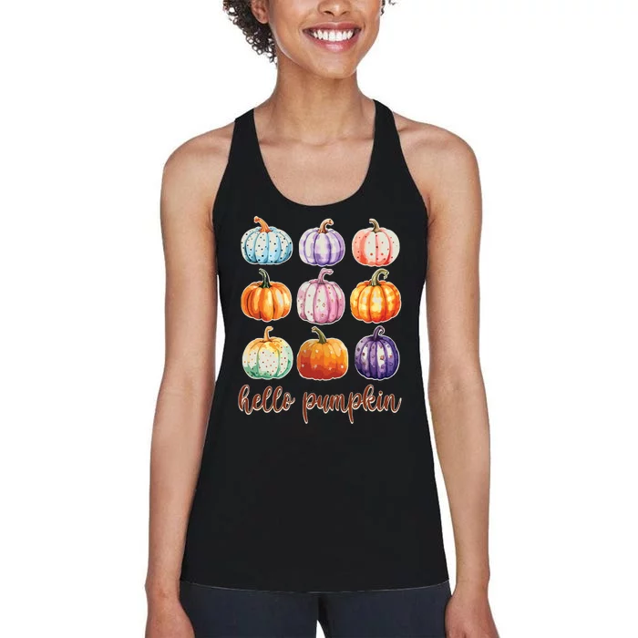 Hello Pumpkin Happy Halloween Women's Racerback Tank