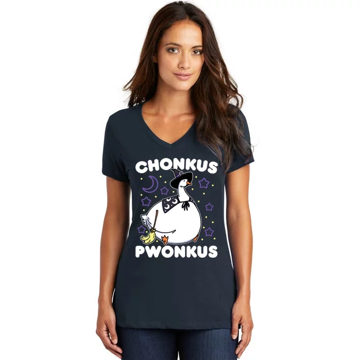 Honkus Ponkus Halloween Goose Meme Parody Chonkus Pwonkus Women's V-Neck T-Shirt