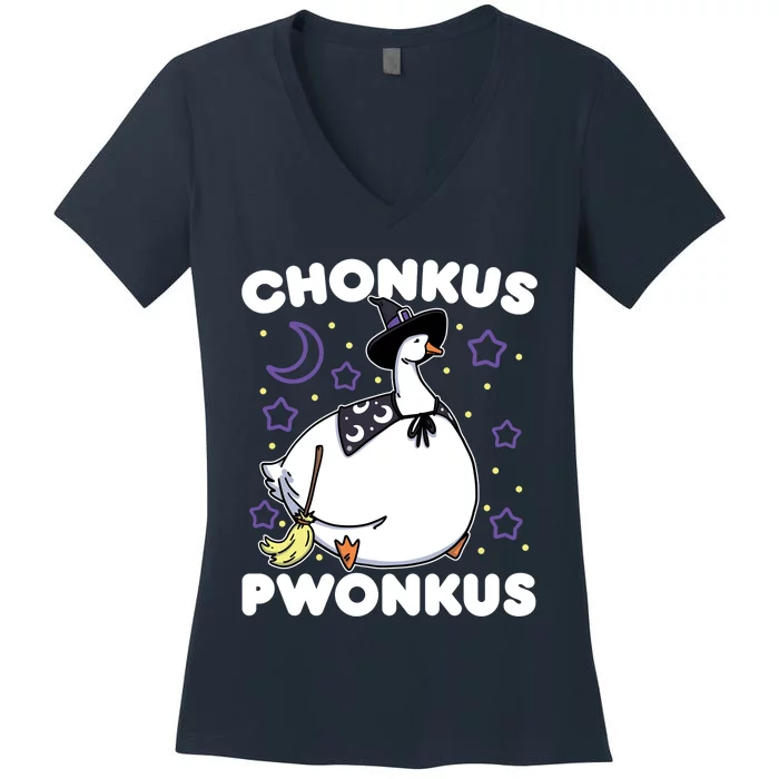 Honkus Ponkus Halloween Goose Meme Parody Chonkus Pwonkus Women's V-Neck T-Shirt