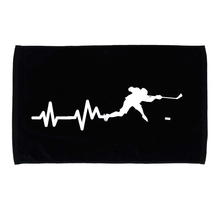 Hockey Player Heartbeat Ice Hockey Gift Microfiber Hand Towel