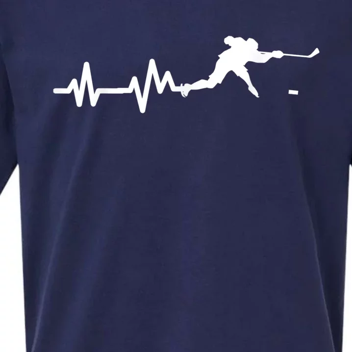 Hockey Player Heartbeat Ice Hockey Gift Sueded Cloud Jersey T-Shirt