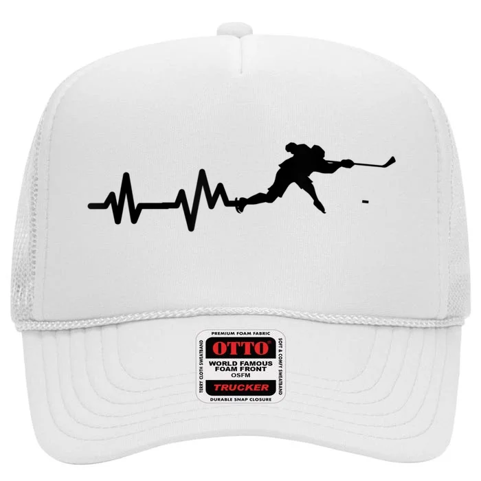 Hockey Player Heartbeat Hockey High Crown Mesh Trucker Hat