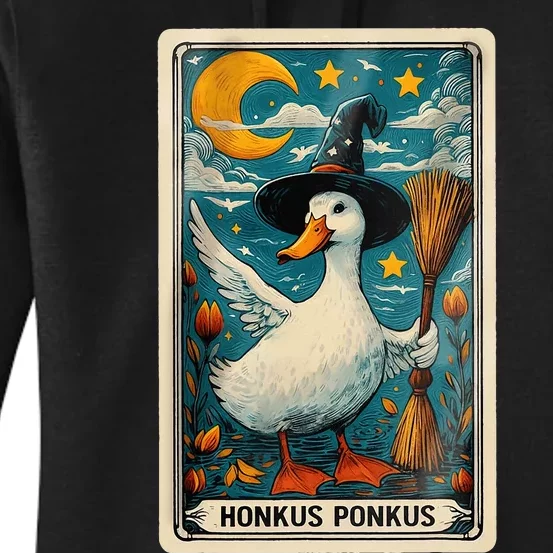 Honkus Ponkus Halloween Goose Meme Parody Retro Tarot Card Women's Pullover Hoodie