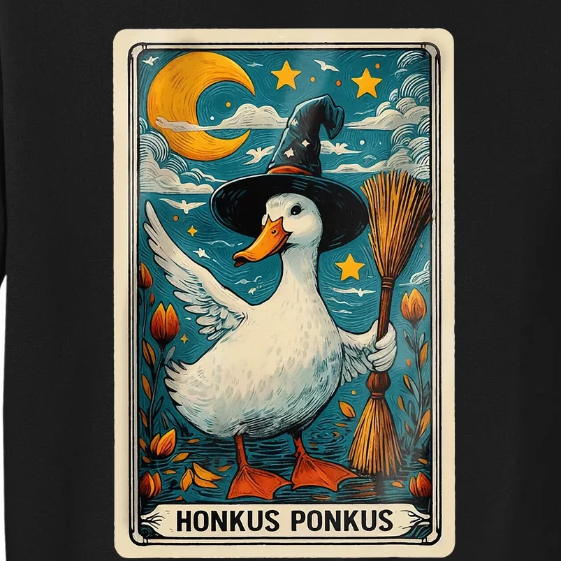 Honkus Ponkus Halloween Goose Meme Parody Retro Tarot Card Tall Sweatshirt