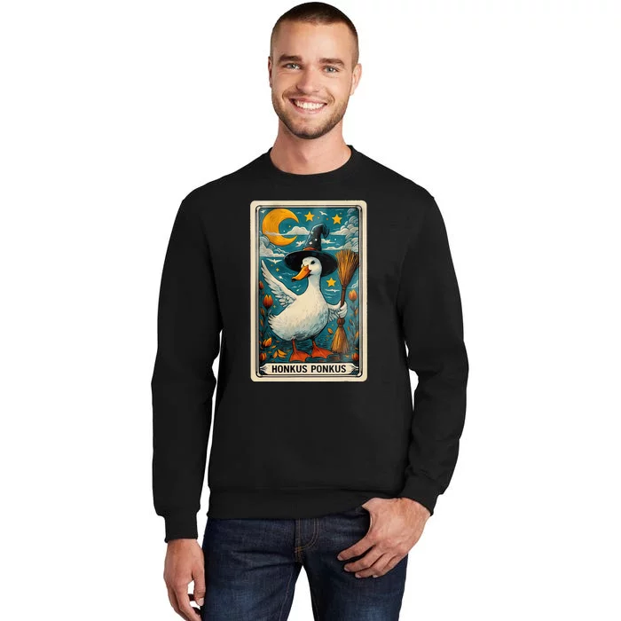 Honkus Ponkus Halloween Goose Meme Parody Retro Tarot Card Sweatshirt