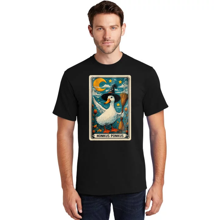 Honkus Ponkus Halloween Goose Meme Parody Retro Tarot Card Tall T-Shirt