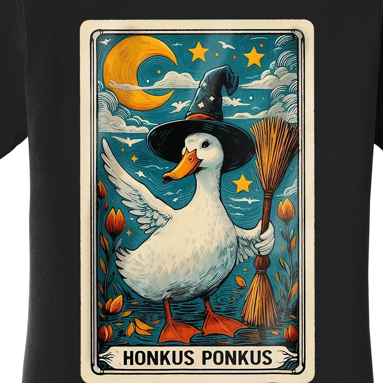 Honkus Ponkus Halloween Goose Meme Parody Retro Tarot Card Women's T-Shirt