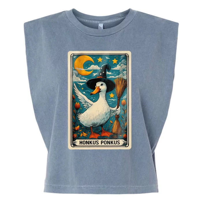 Honkus Ponkus Halloween Goose Meme Parody Retro Tarot Card Garment-Dyed Women's Muscle Tee