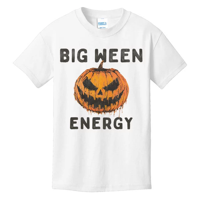 Halloween Pumpkin Head Big Ween Energy Spooky Kids T-Shirt