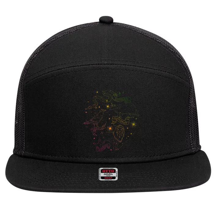 H.Arry Potter H.Ogwarts Rainbow Line Art 7 Panel Mesh Trucker Snapback Hat