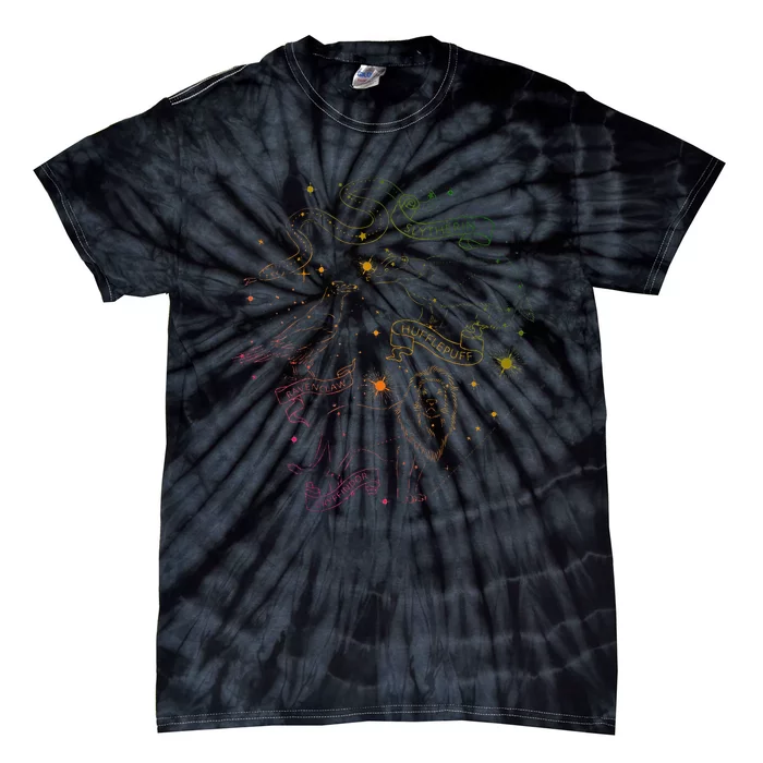 H.Arry Potter H.Ogwarts Rainbow Line Art Tie-Dye T-Shirt