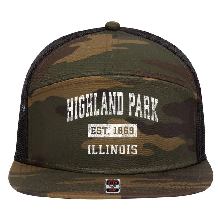 Highland Park Illinois Il Vintage Established Sports Design 7 Panel Mesh Trucker Snapback Hat