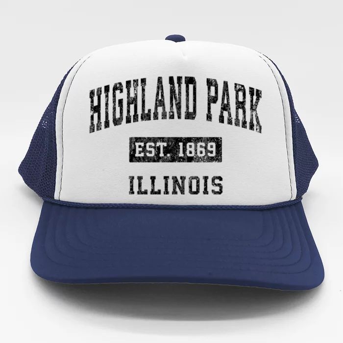 Highland Park Illinois Il Vintage Established Sports Design Trucker Hat