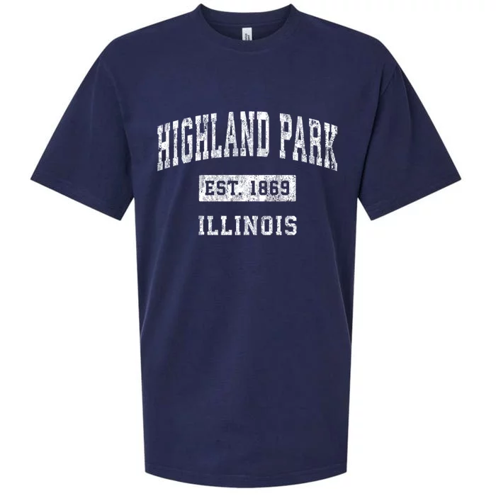 Highland Park Illinois Il Vintage Established Sports Design Sueded Cloud Jersey T-Shirt