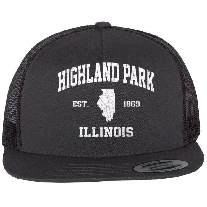 Highland Park Illinois IL Vintage State Athletic Style Flat Bill Trucker Hat