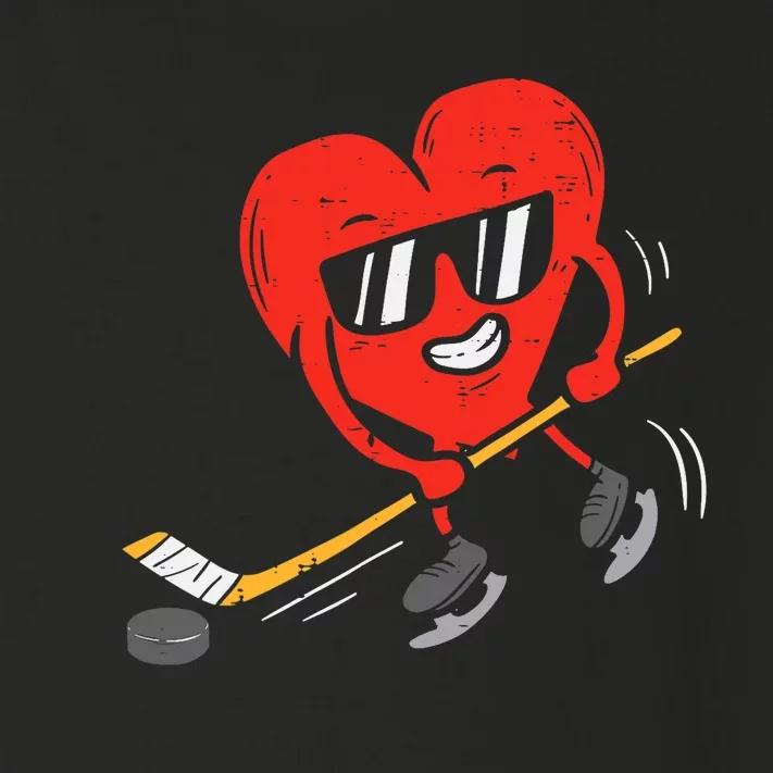 Heart Playing Ice Hockey Valentines Day Love Sports Boys Toddler Long Sleeve Shirt