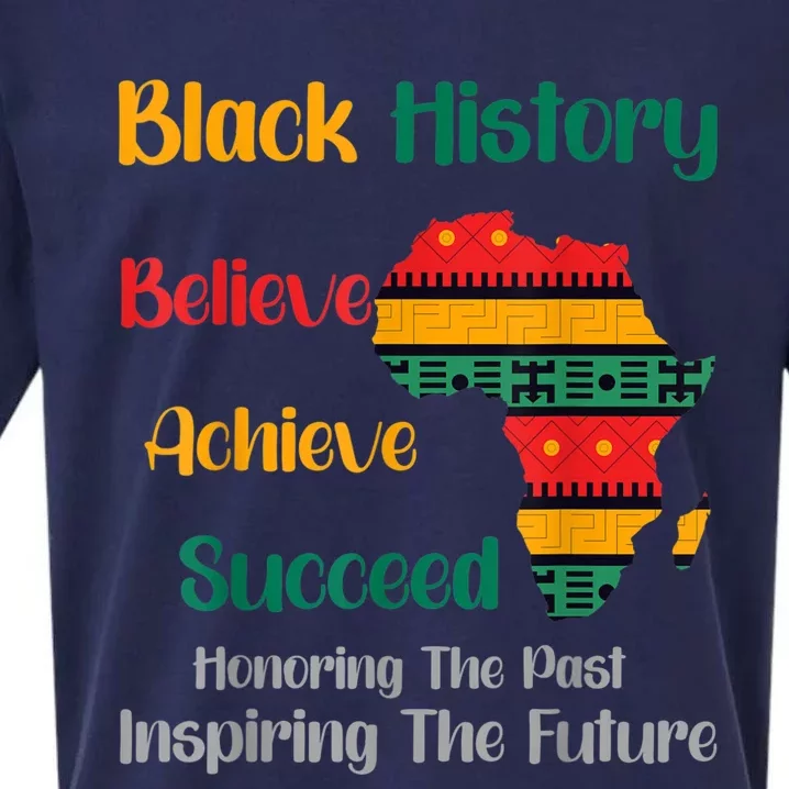 Honoring Past Inspiring Future Black History Month Sueded Cloud Jersey T-Shirt