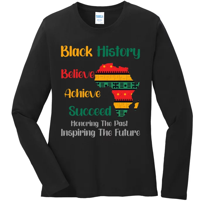 Honoring Past Inspiring Future Black History Month Ladies Long Sleeve Shirt