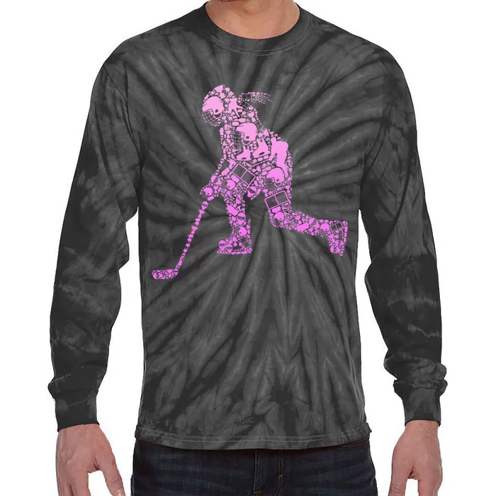 Hockey Player Ice Hockey Tie-Dye Long Sleeve Shirt