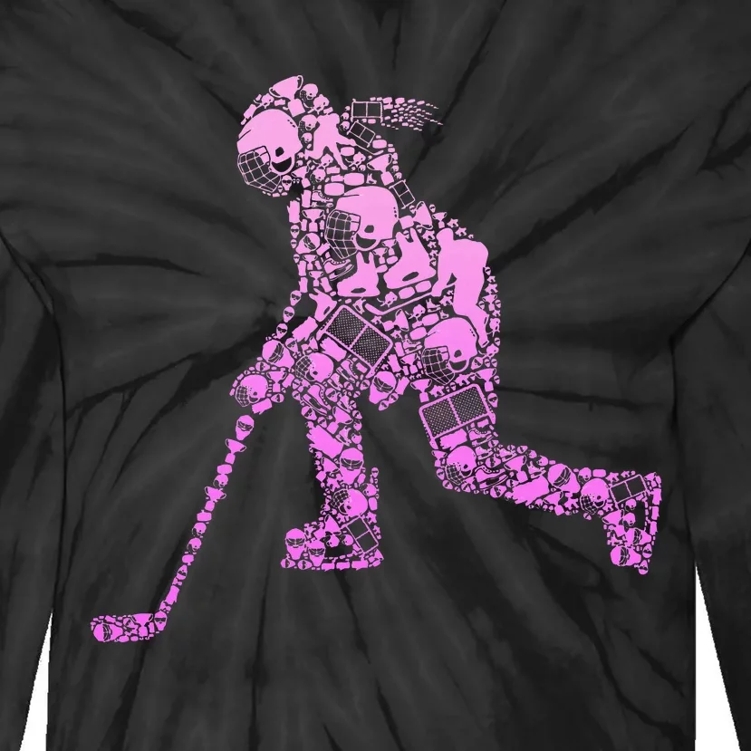 Hockey Player Ice Hockey Tie-Dye Long Sleeve Shirt