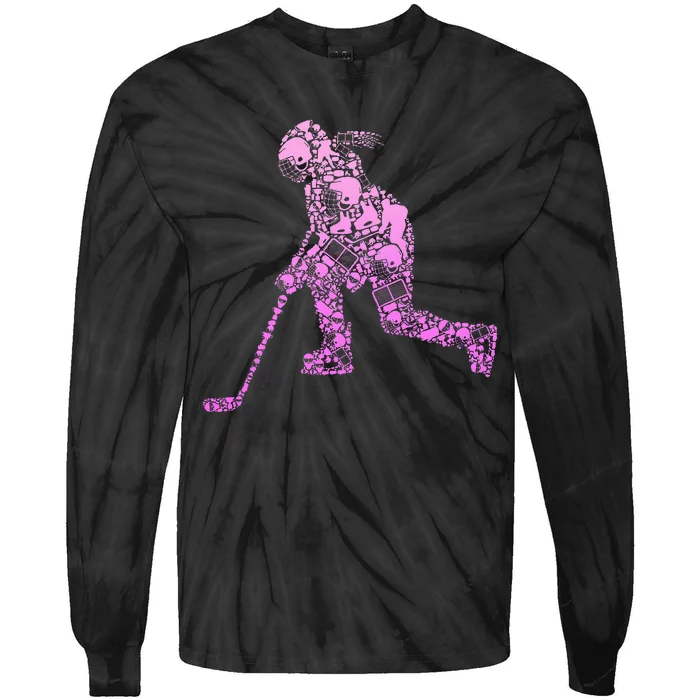 Hockey Player Ice Hockey Tie-Dye Long Sleeve Shirt