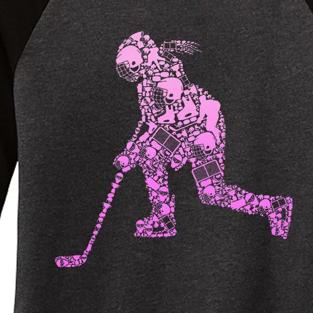 Hockey Player Ice Hockey Women's Tri-Blend 3/4-Sleeve Raglan Shirt