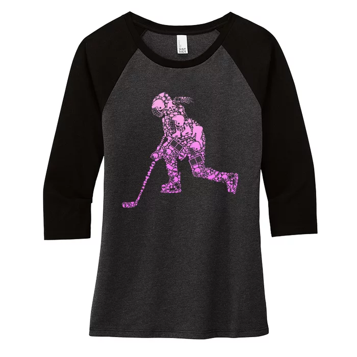 Hockey Player Ice Hockey Women's Tri-Blend 3/4-Sleeve Raglan Shirt