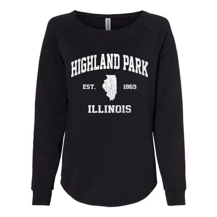 Highland Park Illinois IL Vintage State Athletic Style Womens California Wash Sweatshirt