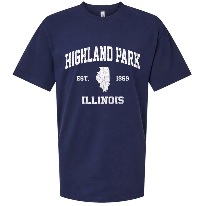 Highland Park Illinois IL Vintage State Athletic Style Sueded Cloud Jersey T-Shirt