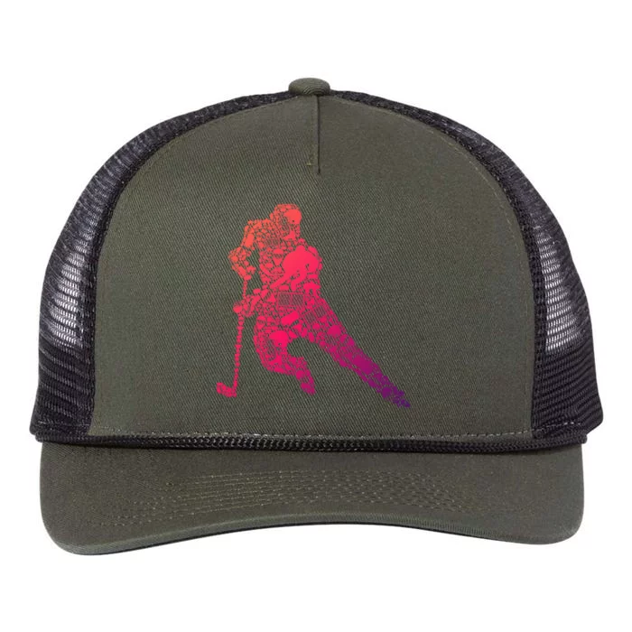 Hockey Player Ice Hockey Great Gift Retro Rope Trucker Hat Cap