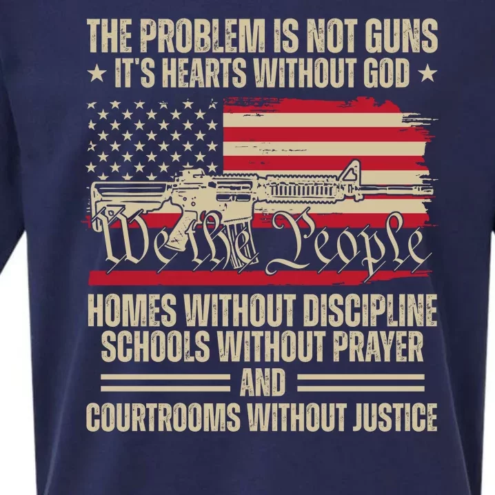 He Problem Is Not Gun Its Hearts Without God Political Usa Sueded Cloud Jersey T-Shirt