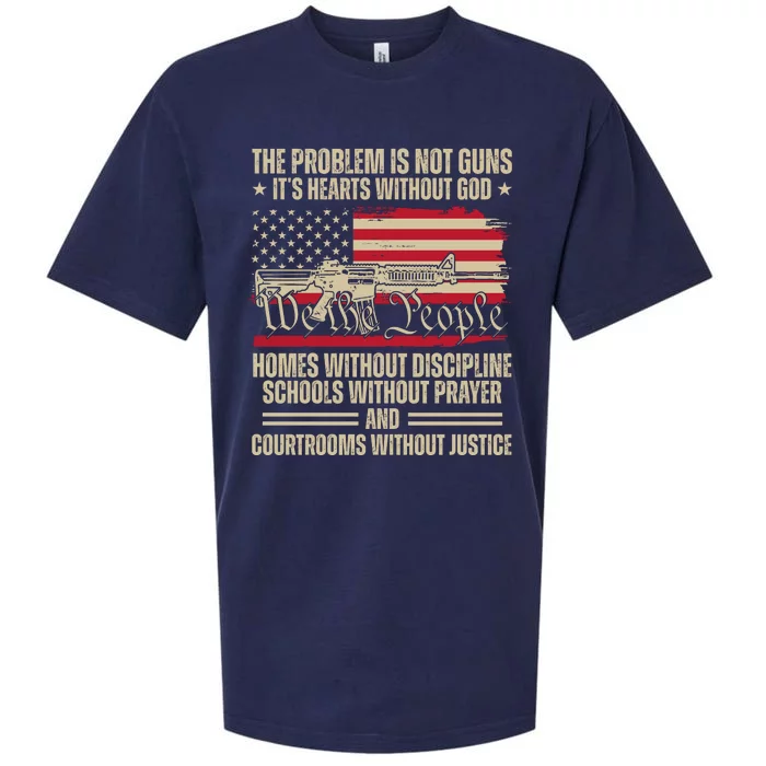 He Problem Is Not Gun Its Hearts Without God Political Usa Sueded Cloud Jersey T-Shirt