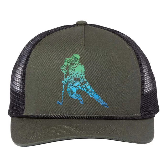 Hockey Player Ice Hockey Retro Rope Trucker Hat Cap