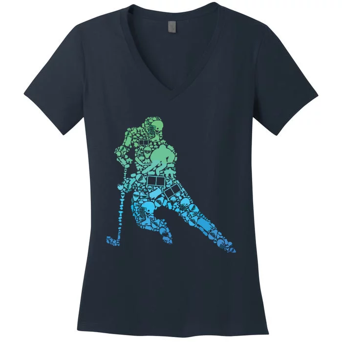 Hockey Player Ice Hockey Women's V-Neck T-Shirt